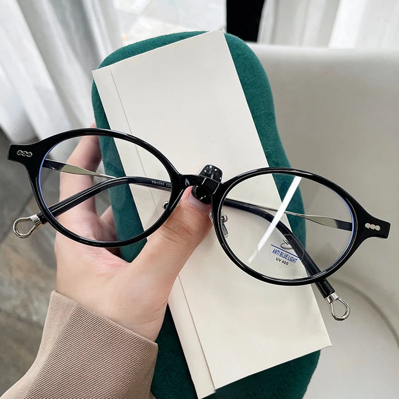 JNPCXI New Vintage TR90 Round Glasses Frame Women Fashion Clear Anti-Blu-Ray Lens Eyewear Men Optical Frame