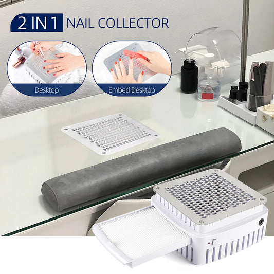 Professional Nail Dust Collector With Filter Built-in Desktop Nail Vacuum Cleaner Gel Nails Manicure Desk Collector For Nails