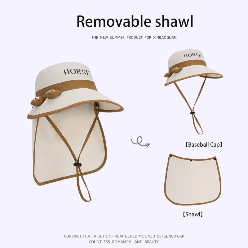 2265-Summer outdoor children's sun protection hatforboysandgirls,cartoonandcute,withalargebrimanddetachablecape,fisherman style.