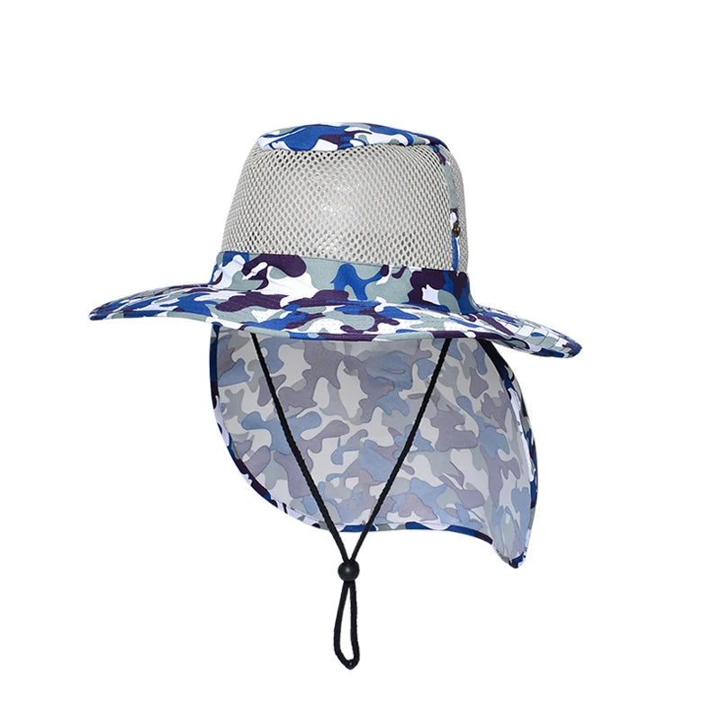 Xinbaoguan 100% Polyester 9227 New Summer Outdoor Men's Sun Protection and Sunshade Large Brim Shawl Fishing Hat
