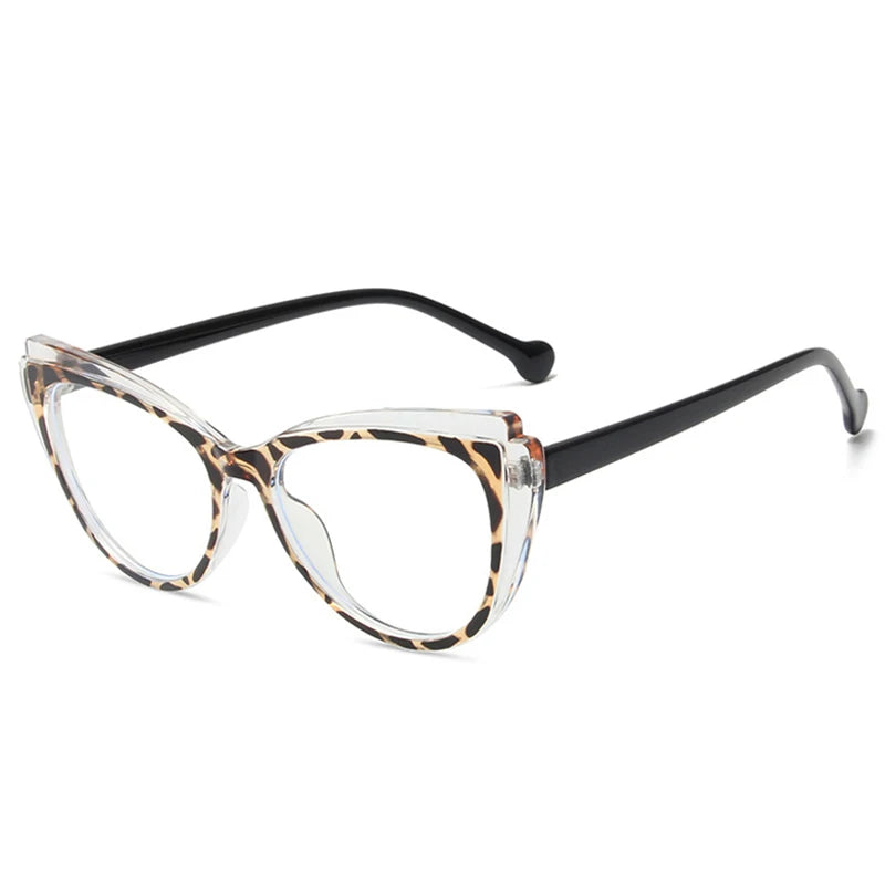 JNPCXI Retro TR90 Double Color Cat Eye Women Glasses Frame Fashion Pink Clear Anti-Blue Light Optical Men Eyewear Frame