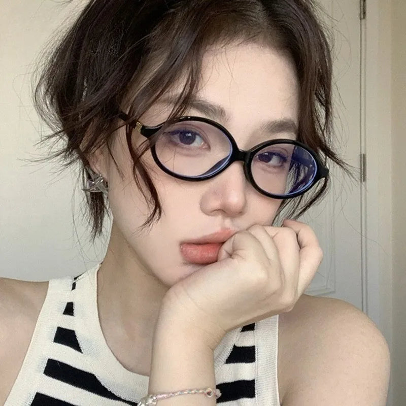 Retro Small Oval Frame Reading Glasses for Women Men Y2K Style Anti Blue Light Presbyopic Glasses with Grade +100 To +400