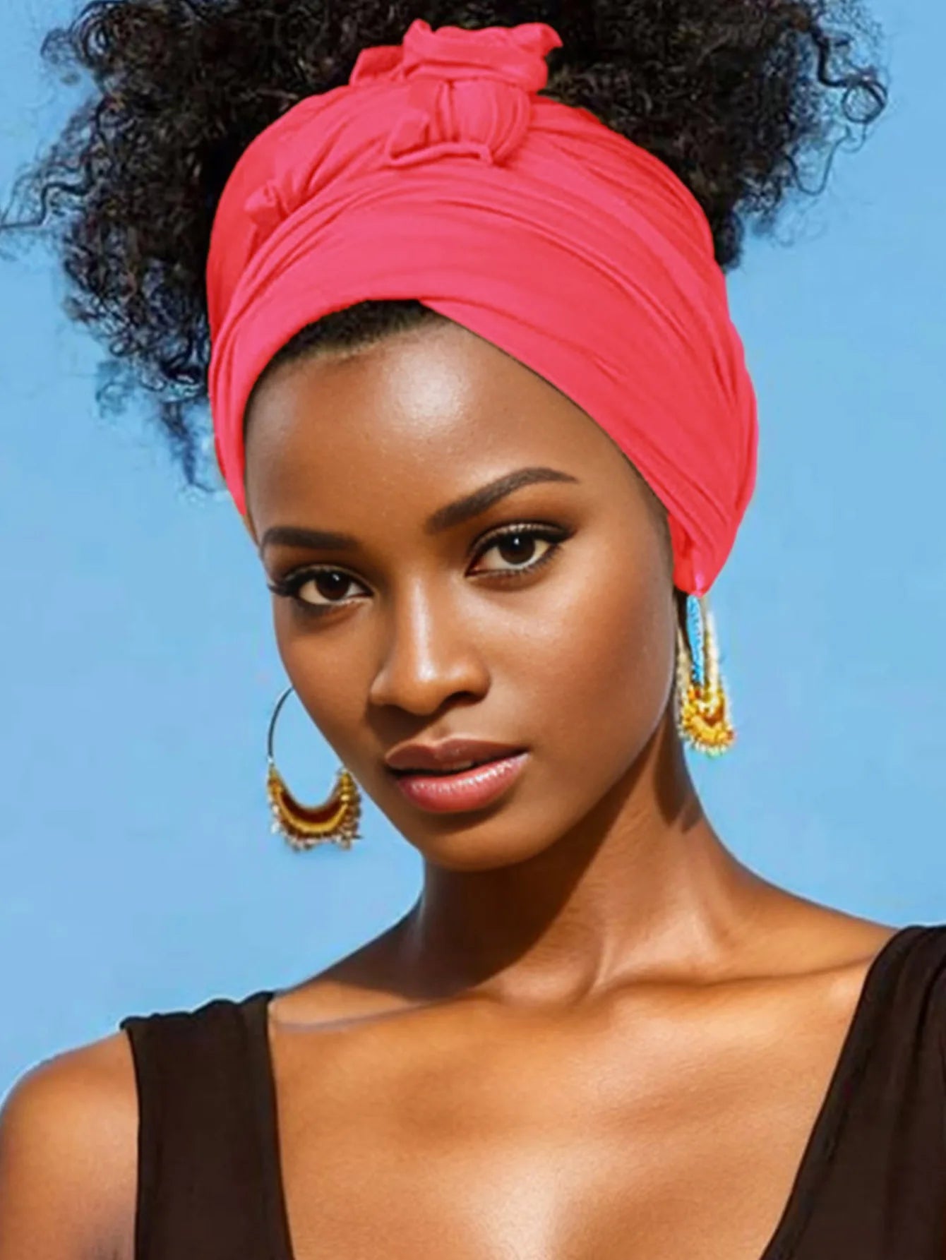 Extr-Long stretch jersey turban african solid color super soft breathable headband