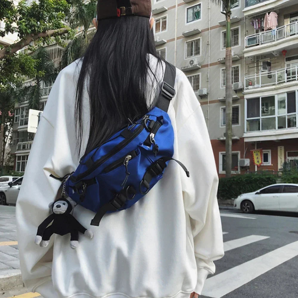 2026 Techwear Style Punk Hip Hop Single Shoulder Crossbody Bag Men Women Street Vintage Chest Bag Casual Sport Fanny Pack Сумка