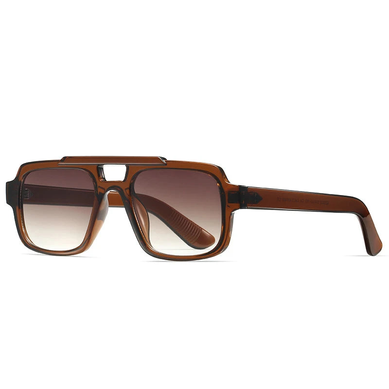 JNPCXI Fashion Double Bridges Square Men Sunglasses Fashion Gray Blue Shades UV400 Women Outdoor Punk Sun Glasses