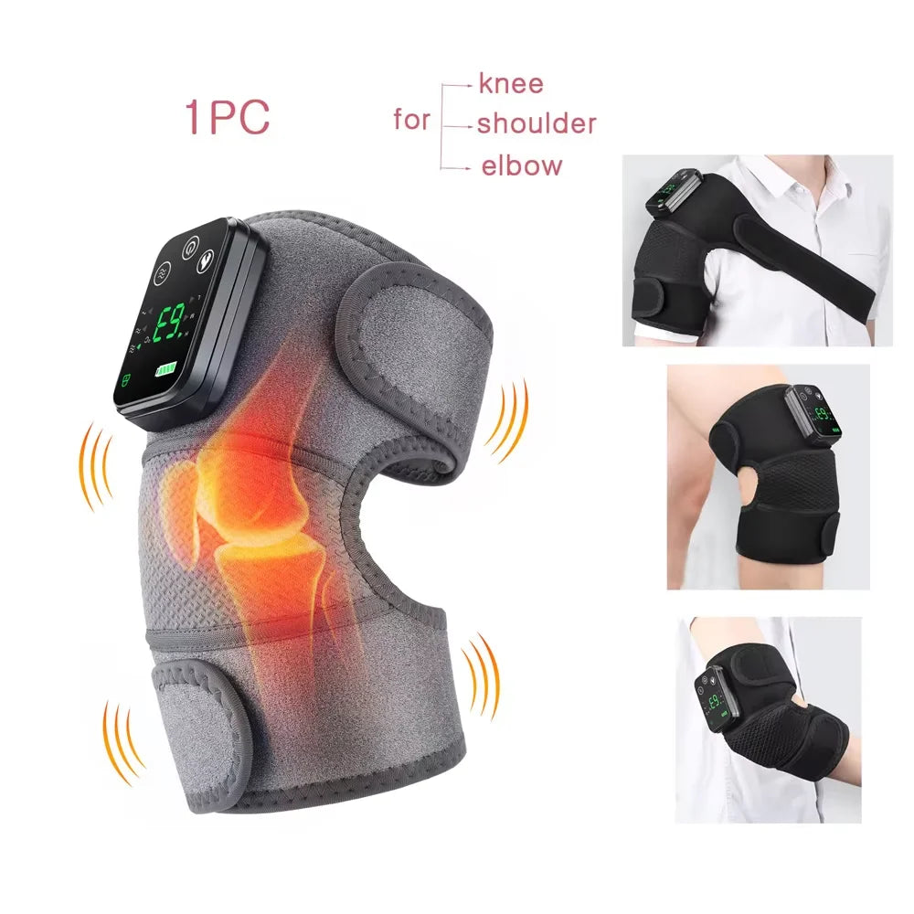 Eletric Knee Heating Massager 3 in 1 Elbow Shoulder Knee Pad Thermal Vibration Support Belt Muscle Relax 3-Speed Heated