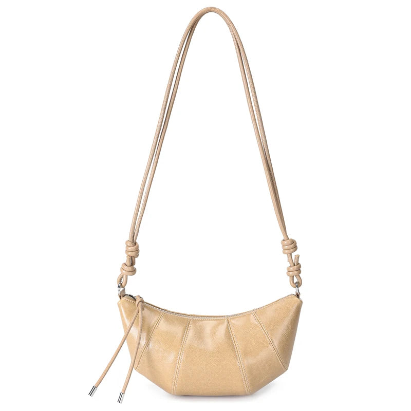 2026 new women's Mini cowhide leather Crossbody handbag luxury designer Lady commuting Shoulder Bag Oil Wax Leather Cowhorn bag