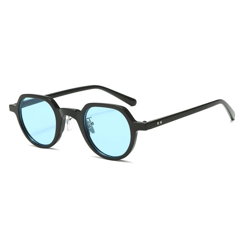 JNPCXI New Fashion Round Sunglasses Women Ocean Lens Leopard Blue Eyewear Men Trending Rivets Punk Sun Glasses