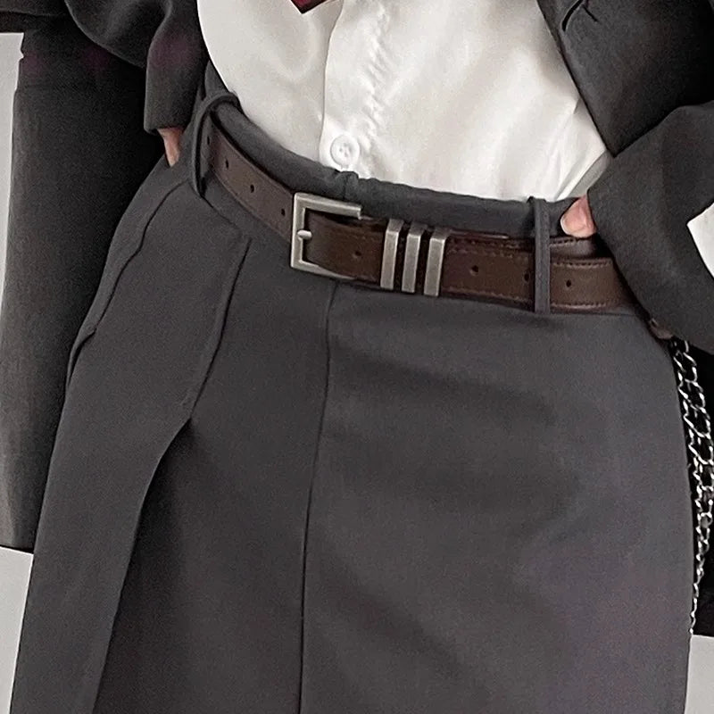New Style Leather Belt, Women's Korean Version Decorative Belt, Black Versatile Fashion High-End Feel Waist Belt