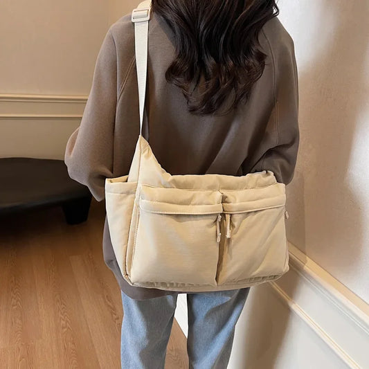 Casual Work Style Waterproof Nylon Crossbody Shoulder Bag with Large Capacity