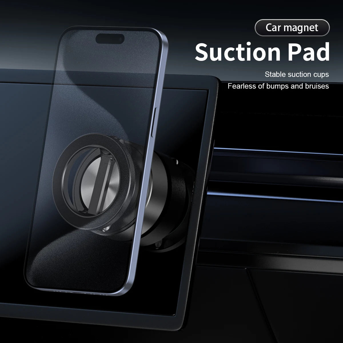 Magnetic Car Phone Holder Wireless Charger 360° Rotating Vacuum Mount Stand