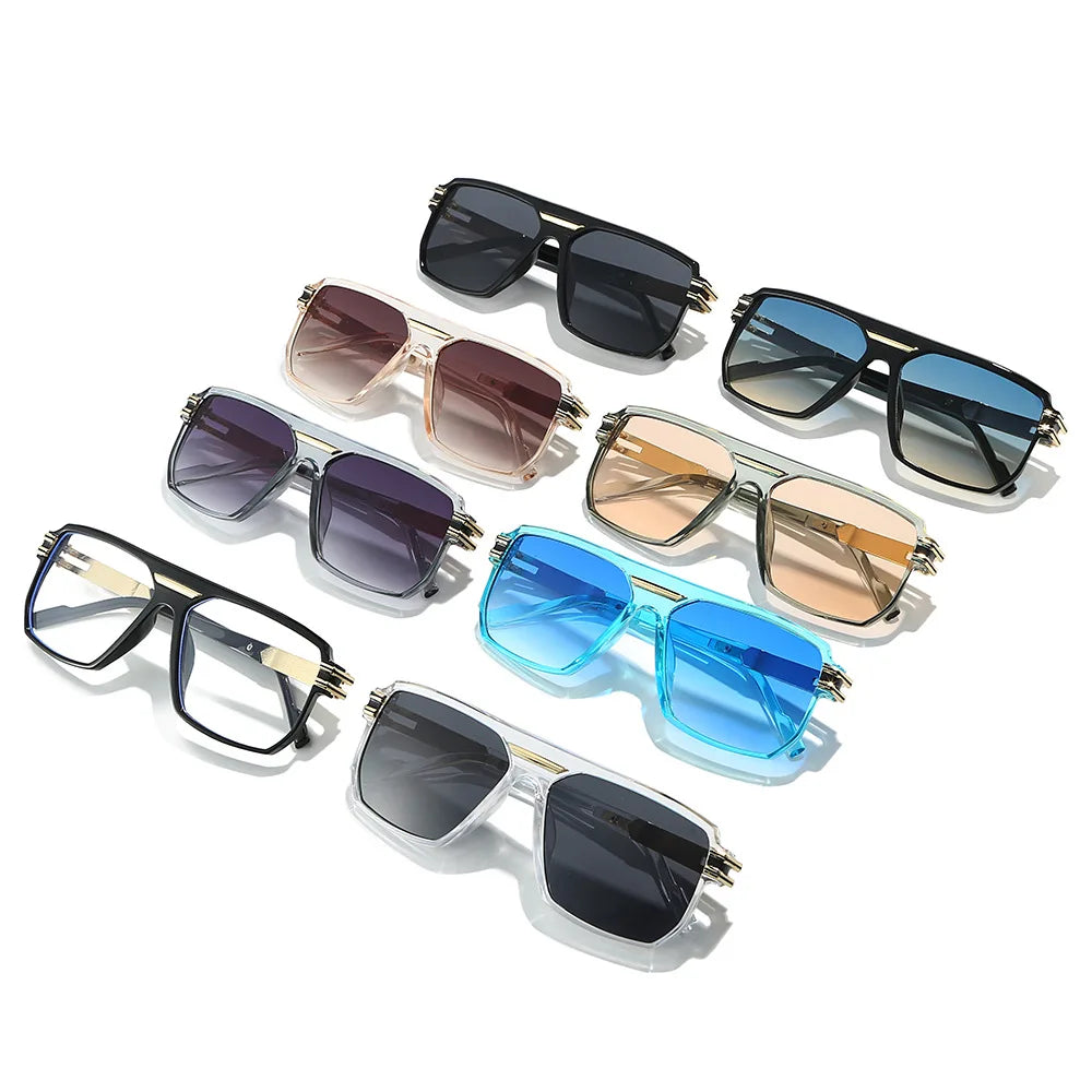 JNPCXI New Large Square Sunglasses Men Brand Designer Gray Decoration Punk Strong Luxury Sun Shades UV400