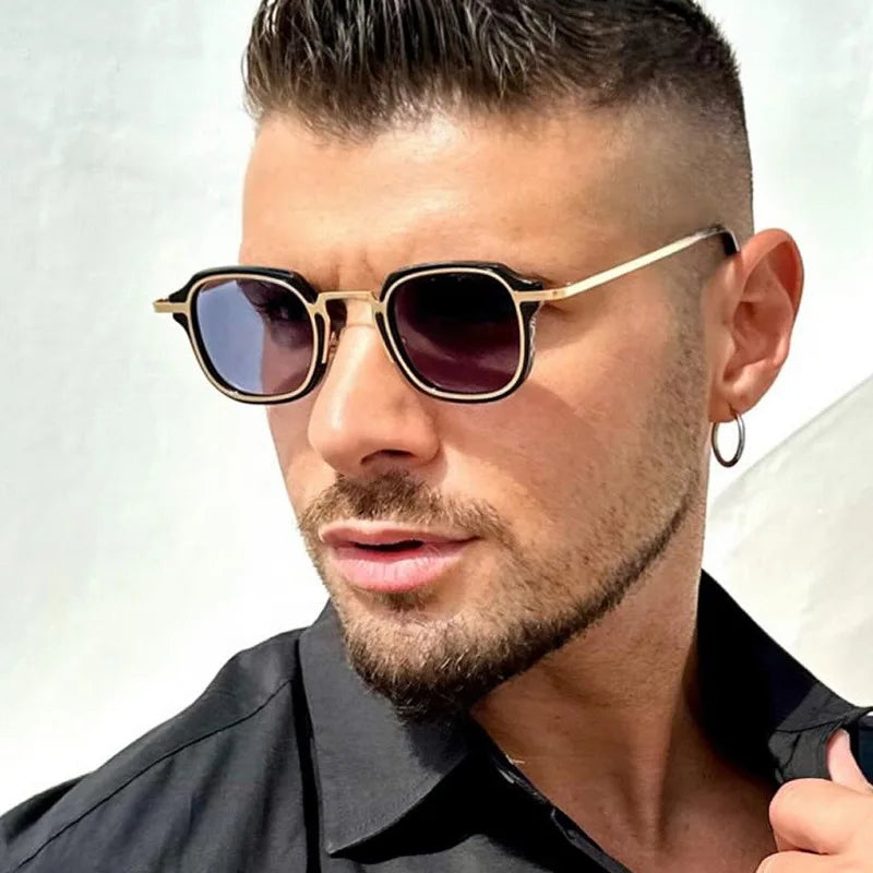 JNPCXI Ins Popular Fashion Small Round Men Punk Sunglasses Retro Women Trending Black Sun Glasses Gradient Shades