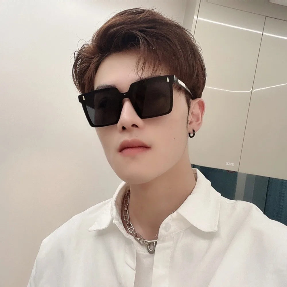 2PCS Korean Large Frame Sunglasses Candy Color Fashion Square Sun Glasses Sun Protection Beach Eyeglasses