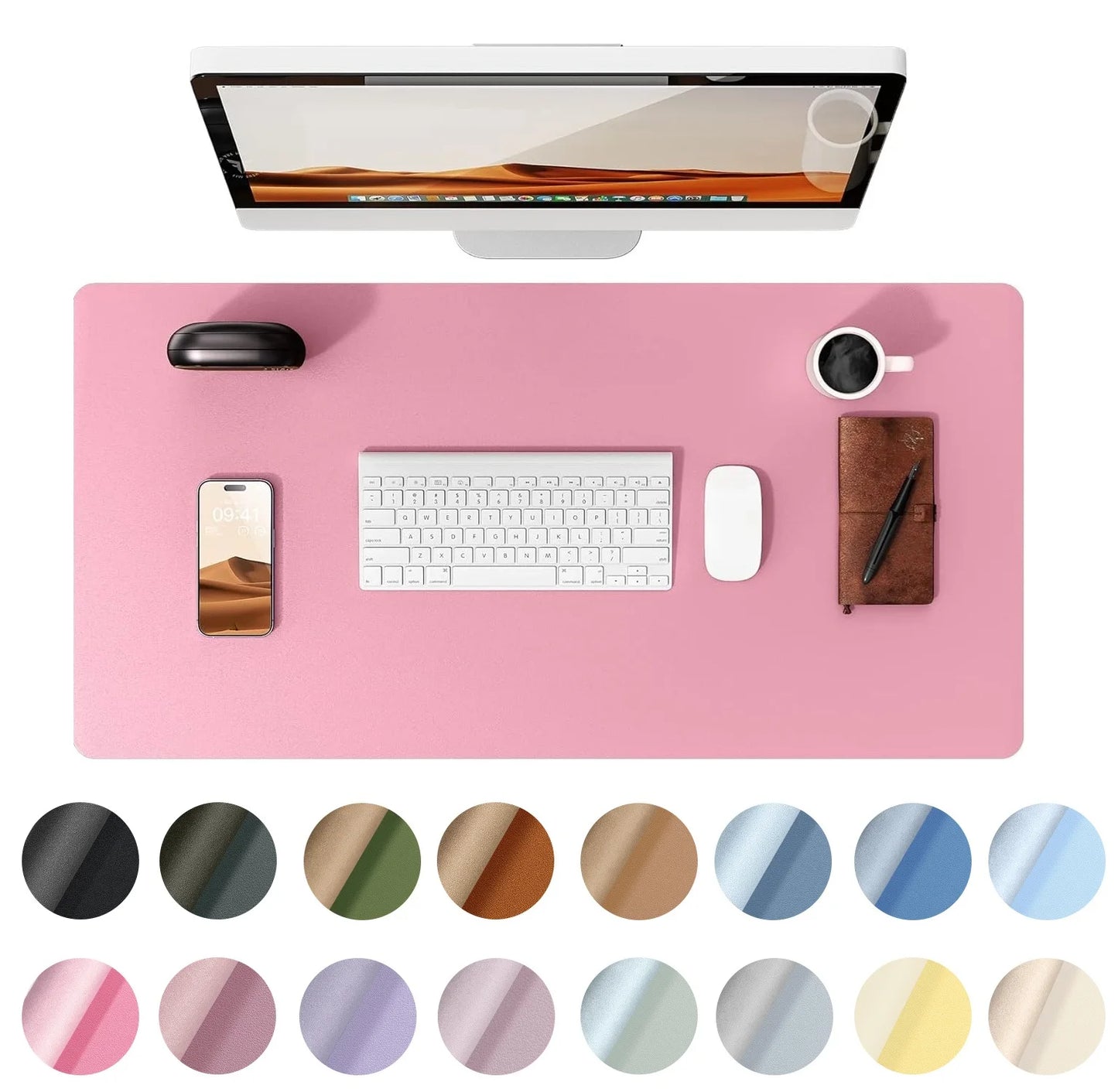 Office Desk Mat, Leather Desk Pad Protector, Large Mouse Pad, Non-Slip PU Leather Waterproof Desk Blotter, Laptop Desk Pad