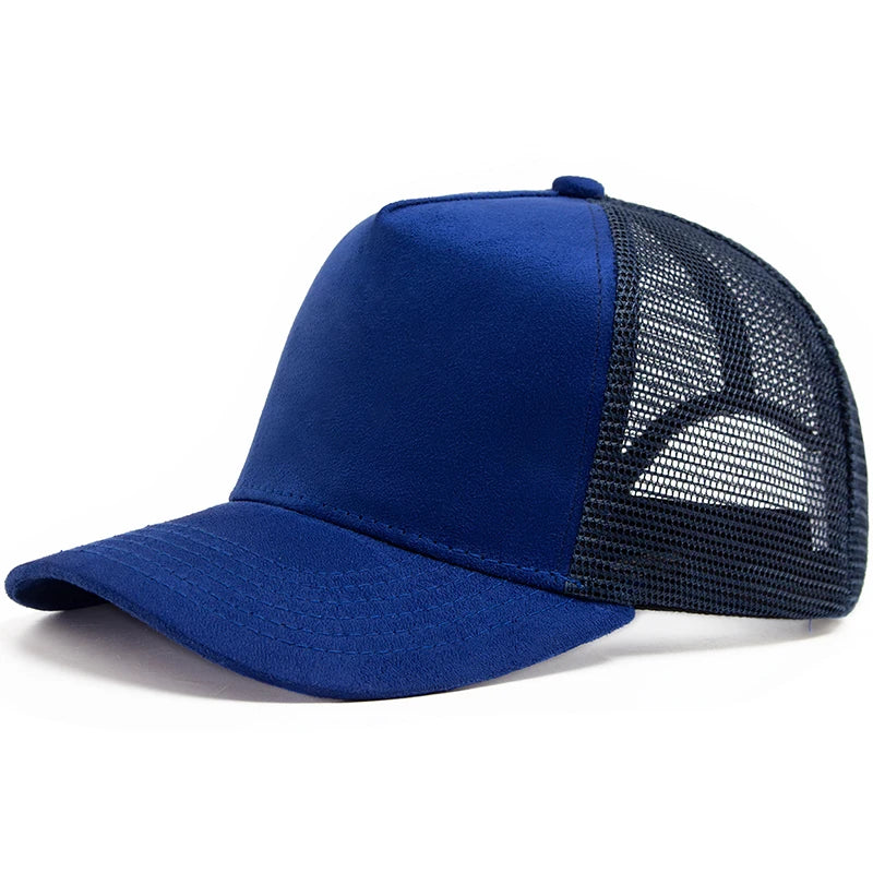 New Summer Suede Trucker Hat Men Mesh Baseball Cap For Visor Sun Fashion Casual Women Snapback Hip Hop Caps Unisex Adjustable
