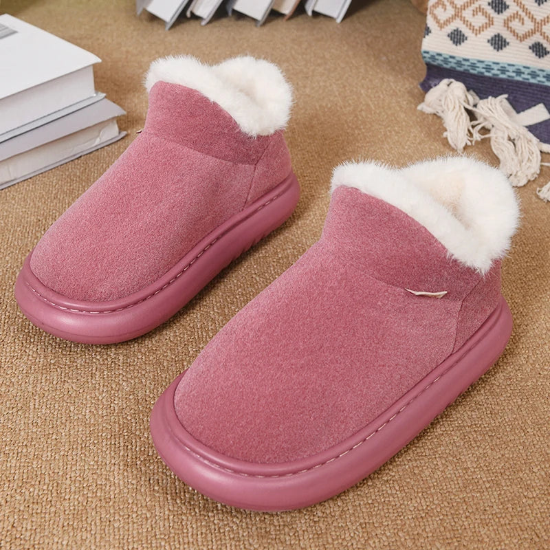 Thicken Plush Winter Snow Boots Women 2025 Slip On Warm Platform Cotton Padded Shoes Woman Comfort Soft Sole Fluffy Ankle Boots