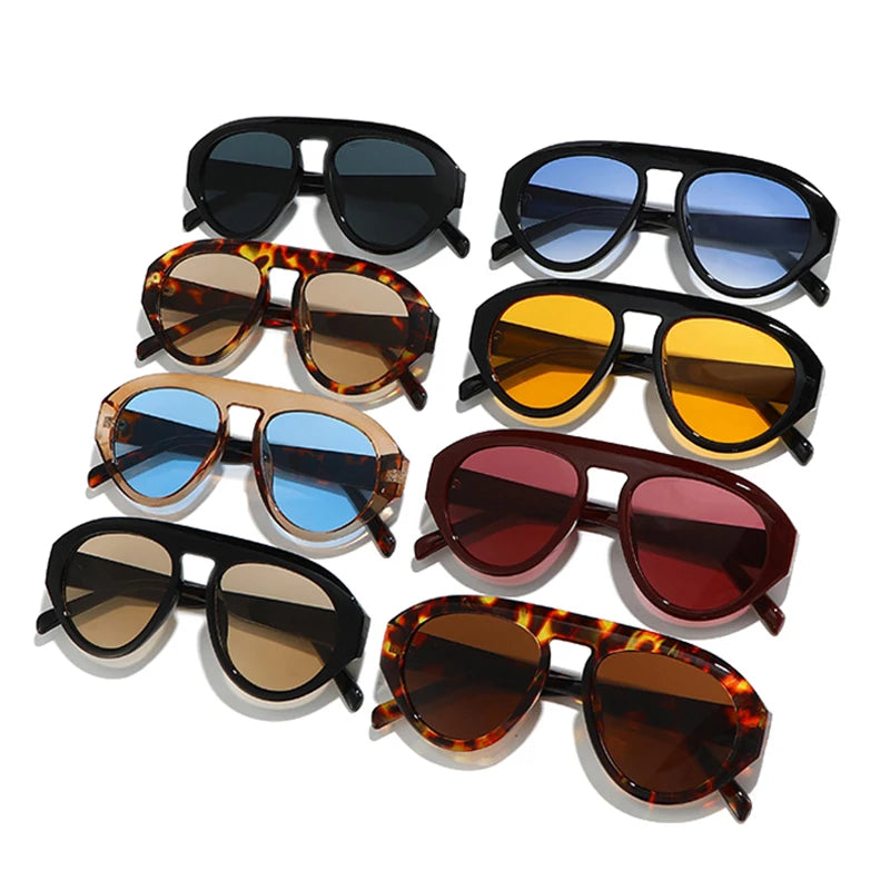 JNPCXI Retro Pilot Candy Colors Sunglasses Women UV400 Retro Trending Punk Outdoor Men Leopard Champagne Sun Glasses