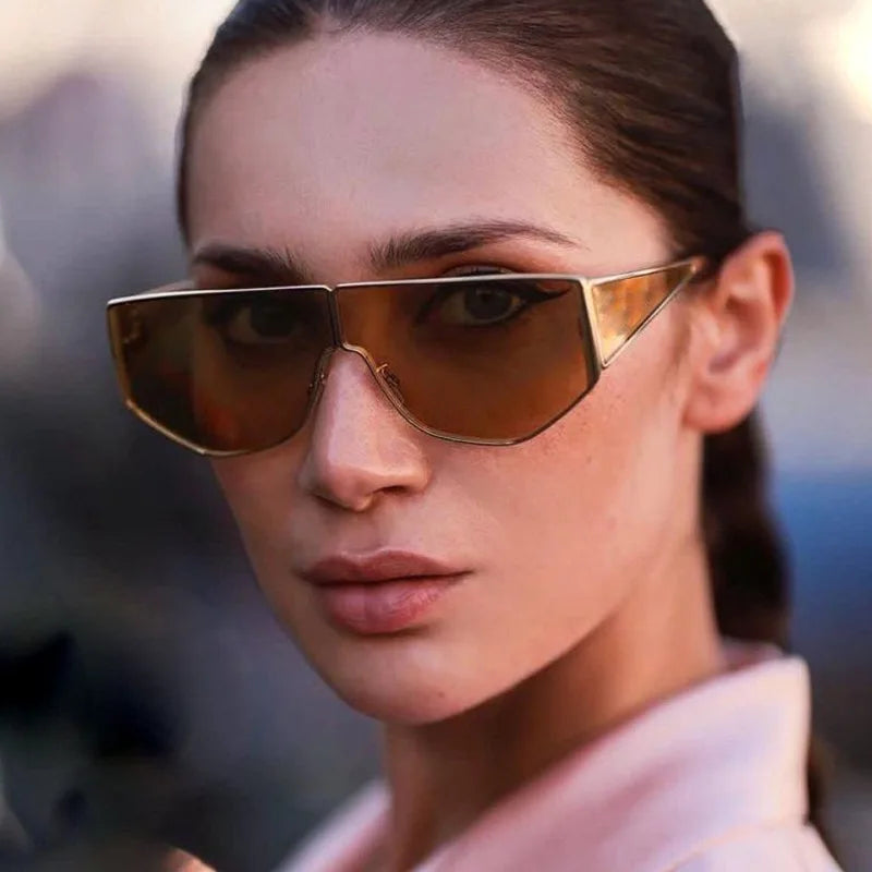 JNPCXI New Polygon Shield Sunglasses Women Luxury Brand Design UV400 Sunglass for Lady Steampunk Retro Shades