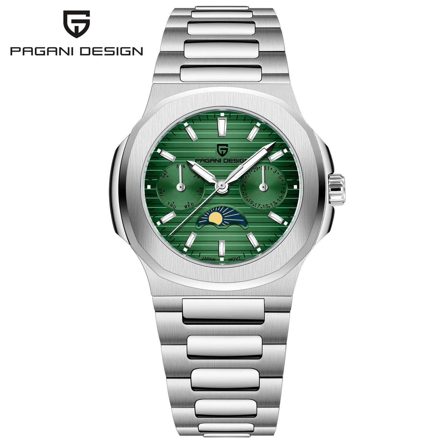 PAGANI Luxury Quartz Watches Men Multifunction Chronograph Auto Moon Phase Watch