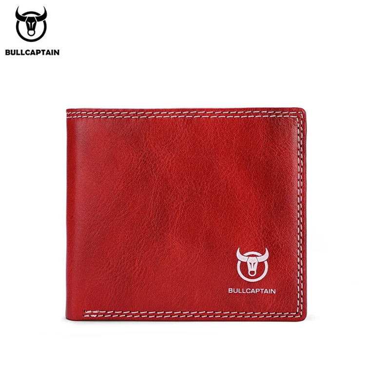 BULLCAPTAN Genuine Leather Men's Wallet RFID Function Fashion Men's Card Clip Wallet Latest Gift Box Men's Business Wallet QB032