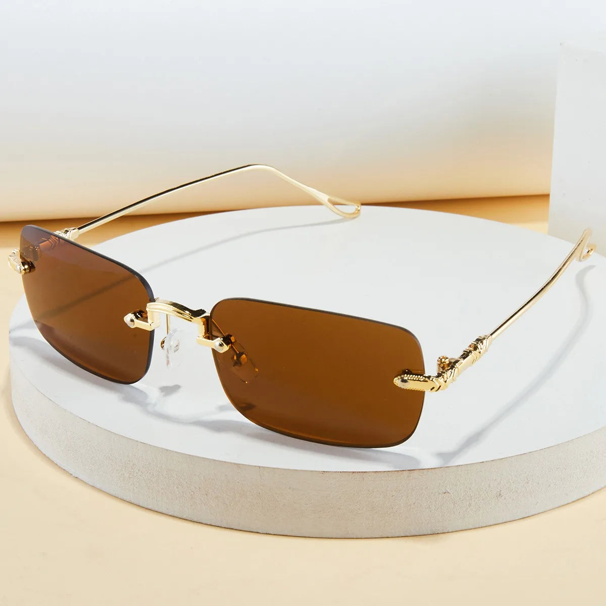 Men's Metal Frameless Sunglasses Square Frameless Sunglasses Retro Metal Sunglasses Trendy Street Photography Street Style