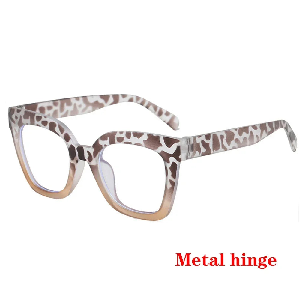JNPCXI Fashion Glasses Frame for Women Anti-Blue Ray Fashion Lady's Orange Myopia Cat Eye Prescription Computer Glasses