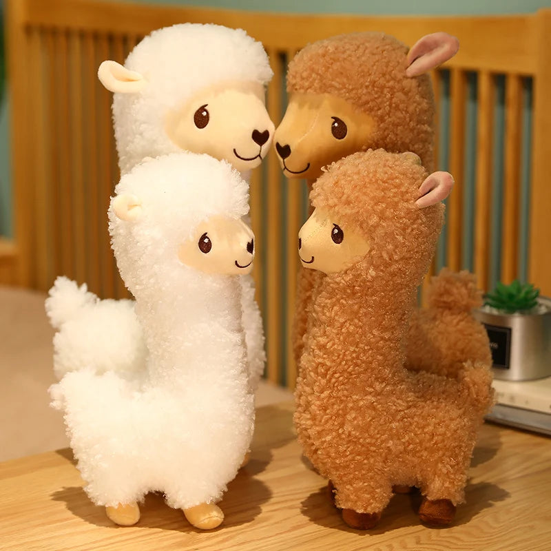 Furry Plush Llama  Alpaca Plush Toy Stuffed Soft Long Plush Lifelike Alpaca Sheep Hug Throw Pillow Animals Nap Sleeping Pillow