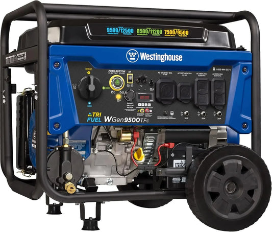 Power Equipment 12500 Peak Watt Tri-Fuel Home Backup Portable Remote Generator