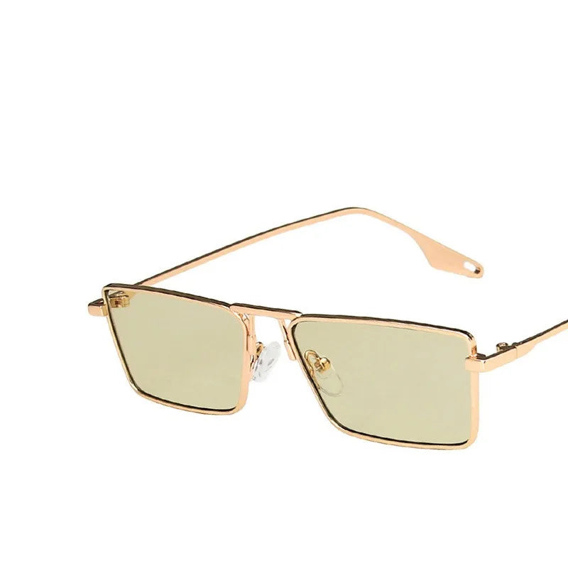 Women's Metal Frame Fashion Glasses Rectangular Retro Anti-Reflective Small FrameGolden & Black Options for, & Street Fashion