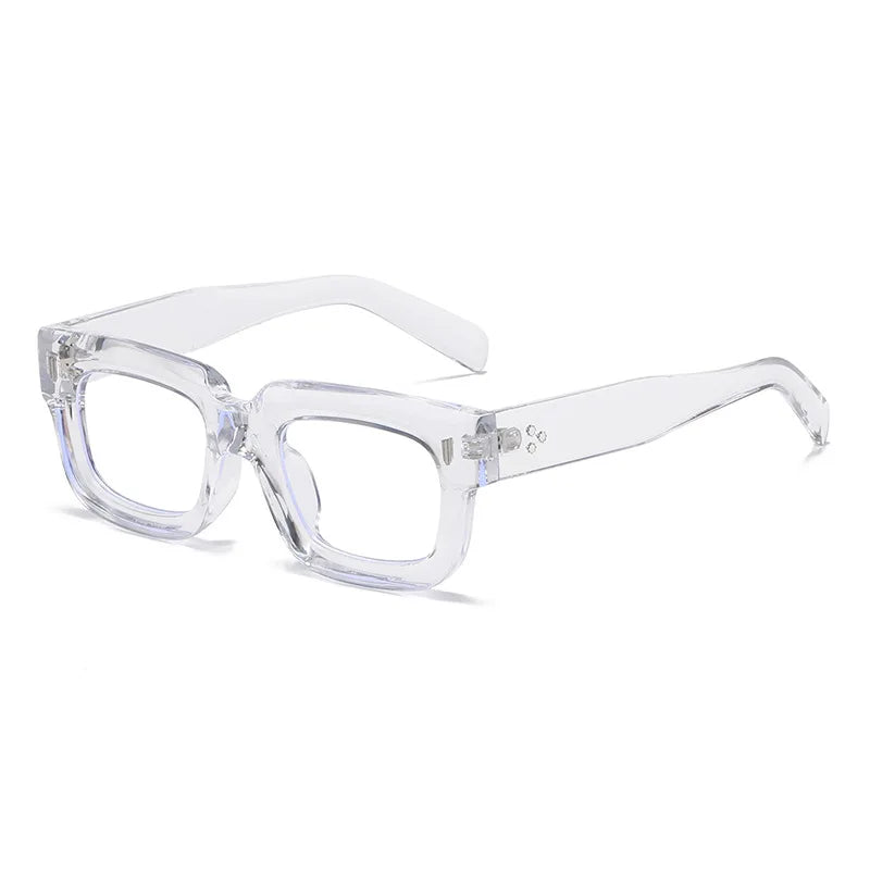 JNPCXI Fashion Square Sunglasses Women Retro Rivets Men Clear Ocean Lens Eyewear Shades UV400 Punk Sun Glasses