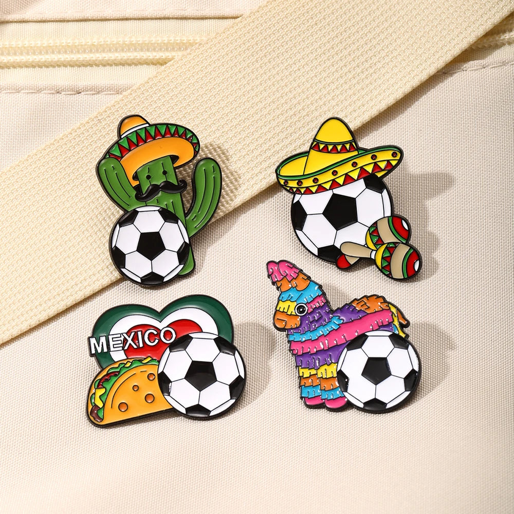 4 PCS Soccer Football Souvenirs As Gifts Trophy Metal Badges Spilla Brooches Pins Personalized Diy Trendy Decorative Accessories
