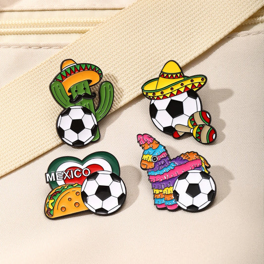 4 PCS Soccer Football Souvenirs As Gifts Trophy Metal Badges Spilla Brooches Pins Personalized Diy Trendy Decorative Accessories