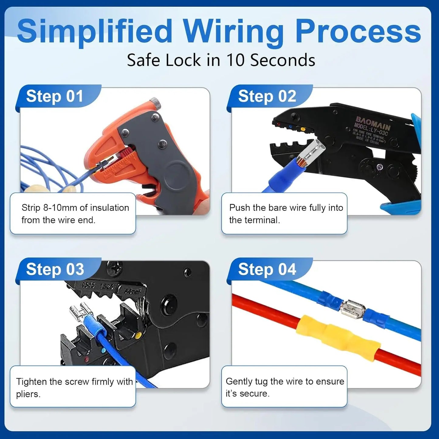 60/80pcs male female insulated spade connector, 6.3mm 1/4" 22-16/16-14/12-10 awg- electrical quick disconnect wire connectors