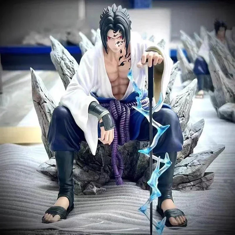 7in NARUTO Uchiha Sasuke Mantra Seal Action Figure Sitting Pose PVC Model Statue