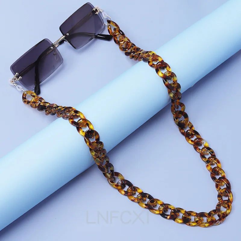 New Matte Retro Acrylic Glasses Chain Lanyards Gold Color Reading Glasses Hanging Neck Chains Sunglasses Chain Straps