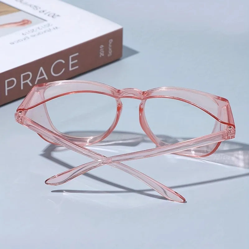 2pcs Fashionable Pink Transparent Box Women's Glasses, Full Frame Design, Transparent Lenses, Daily Casual Style