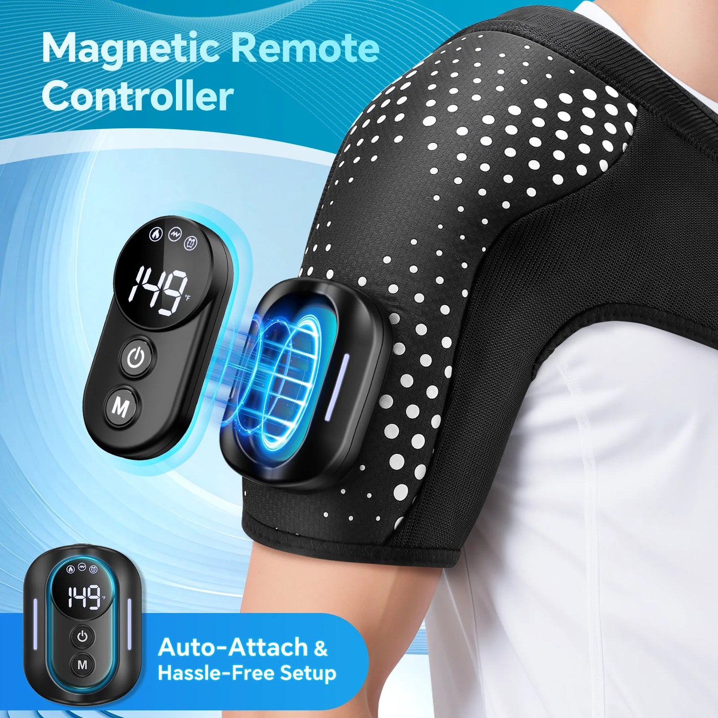 Shoulder Massager with Remote Control ,Cordless Heating, 4 Motors Vibration Massage,Timer Hot Compress Shoulder Pad Muscle Relax