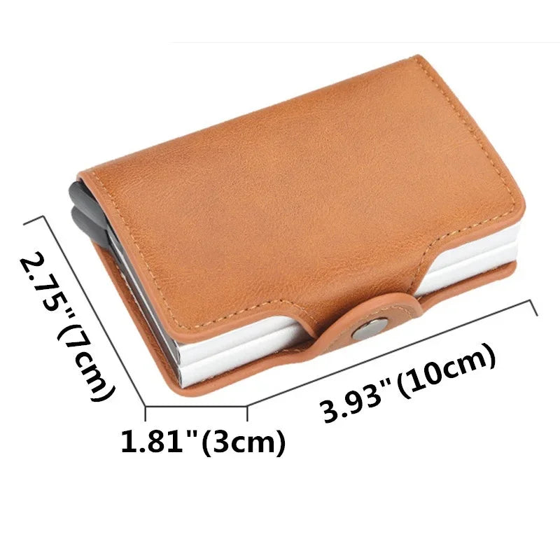 12 Card Slots Anti RFID 2X Aluminum Box Automatic PU Leather Wallet Card Holder