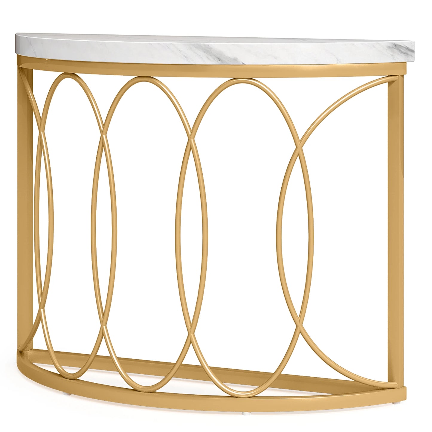 Tribesigns Half Moon Gold Console Table 43" Modern Entryway Table Geometric Fram
