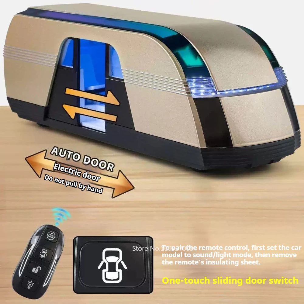 1:24 ROBOVAN Pickup Alloy Diecast Model Toy Car Shock Absorption Doors Opened Sound Light Pull Back Autonomous Bus Birthday Gift