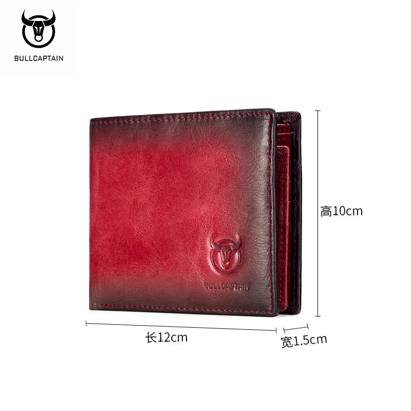 BULLCAPTAIN RFID Blocking Men's Leather Wallet Bifold Slim Wallet Multi-card Card Holder ID Wallet QB 05
