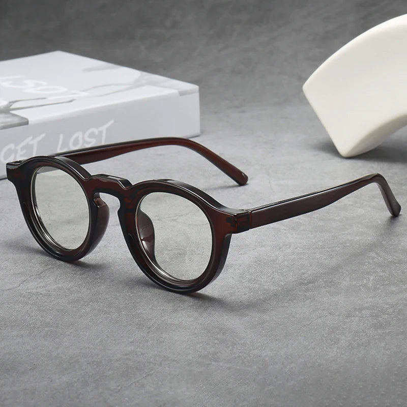 JNPCXI Classic Retro Glasses Frame Men Women Ultralight Round Small Frame Anti Blue Light Transparent Lens Eyeglasses