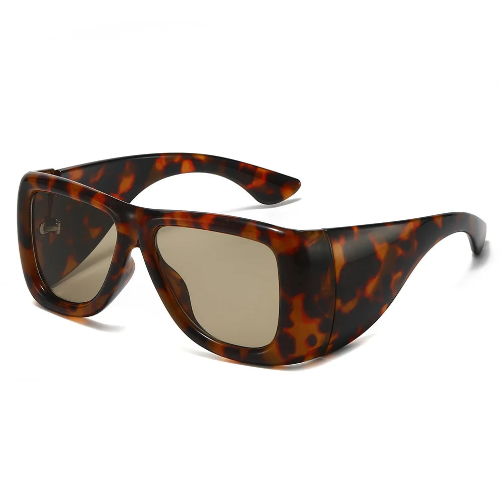 JNPCXI New Oversized Square Jelly Color Sunglasses Women Fashion Wide Legs UV400 Retro Men Trending Punk Outdoor Sun Glasses