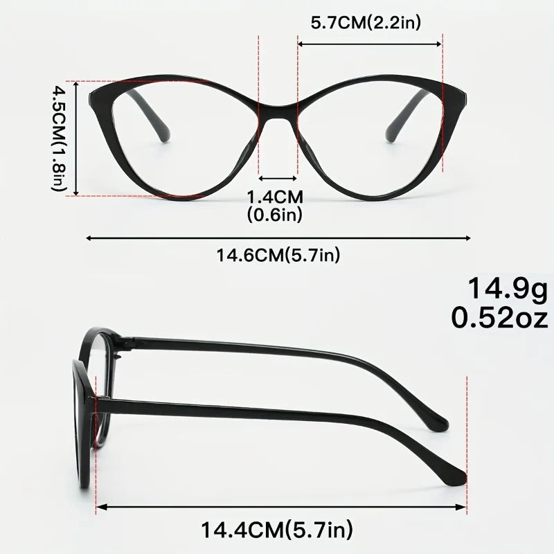 Cat Eye Fashion Glasses Transparent Lenses Women's Decorative Eyewear Stylish for Daily Wear