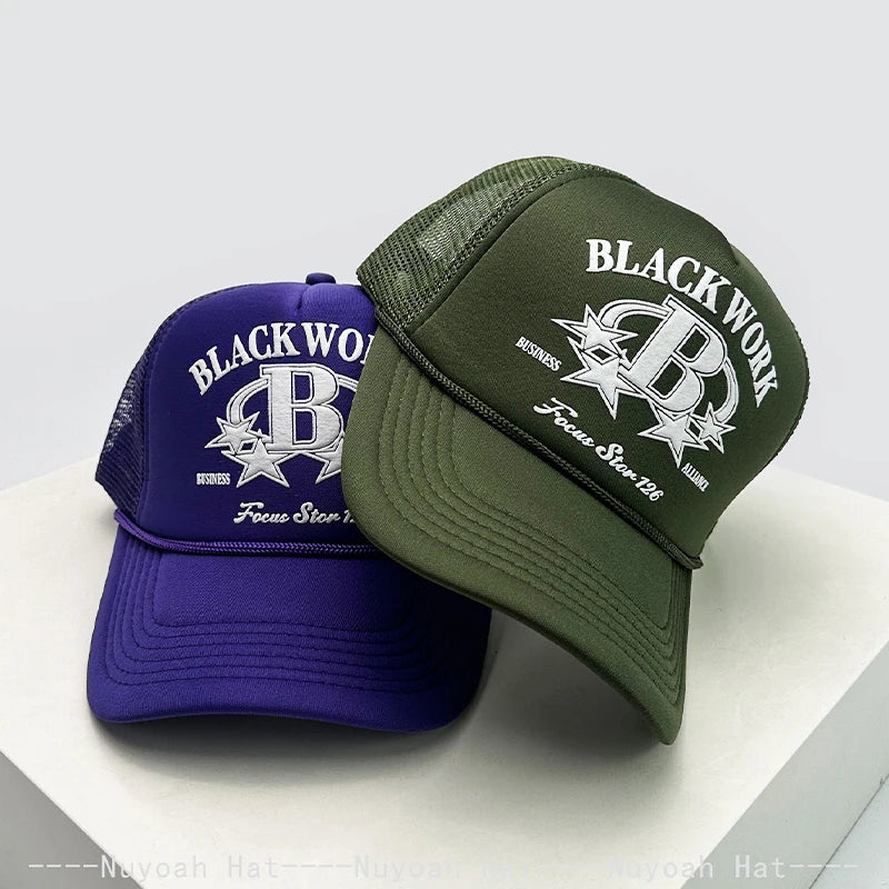 New Unisex American Style 3D Printed B Letters Baseball Hats Sunshade Mesh Breathable Personal Trucker Caps Hip Hop Versatile