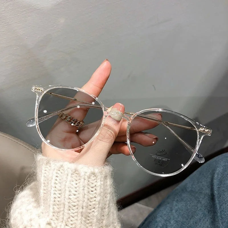 2PCS Photochromic Anti Radiation Metal Computer Glasses Anti Blue Light Eyeglasses for Women/Men