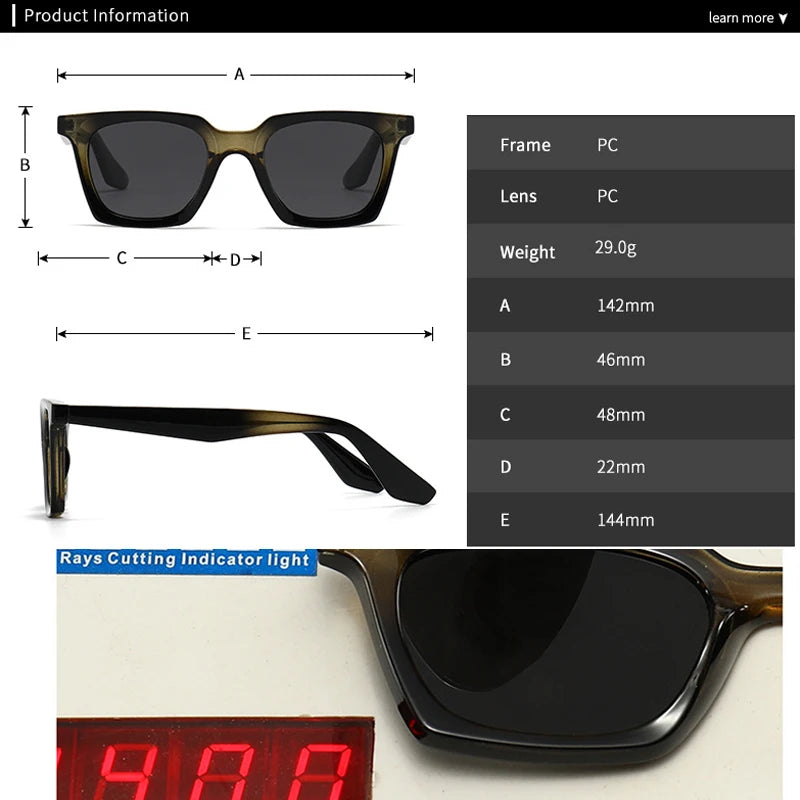 JNPCXI New Square Women Sunglasses Shades UV400 Fashion Clear Lens Frame Men Blue Sun Glasses