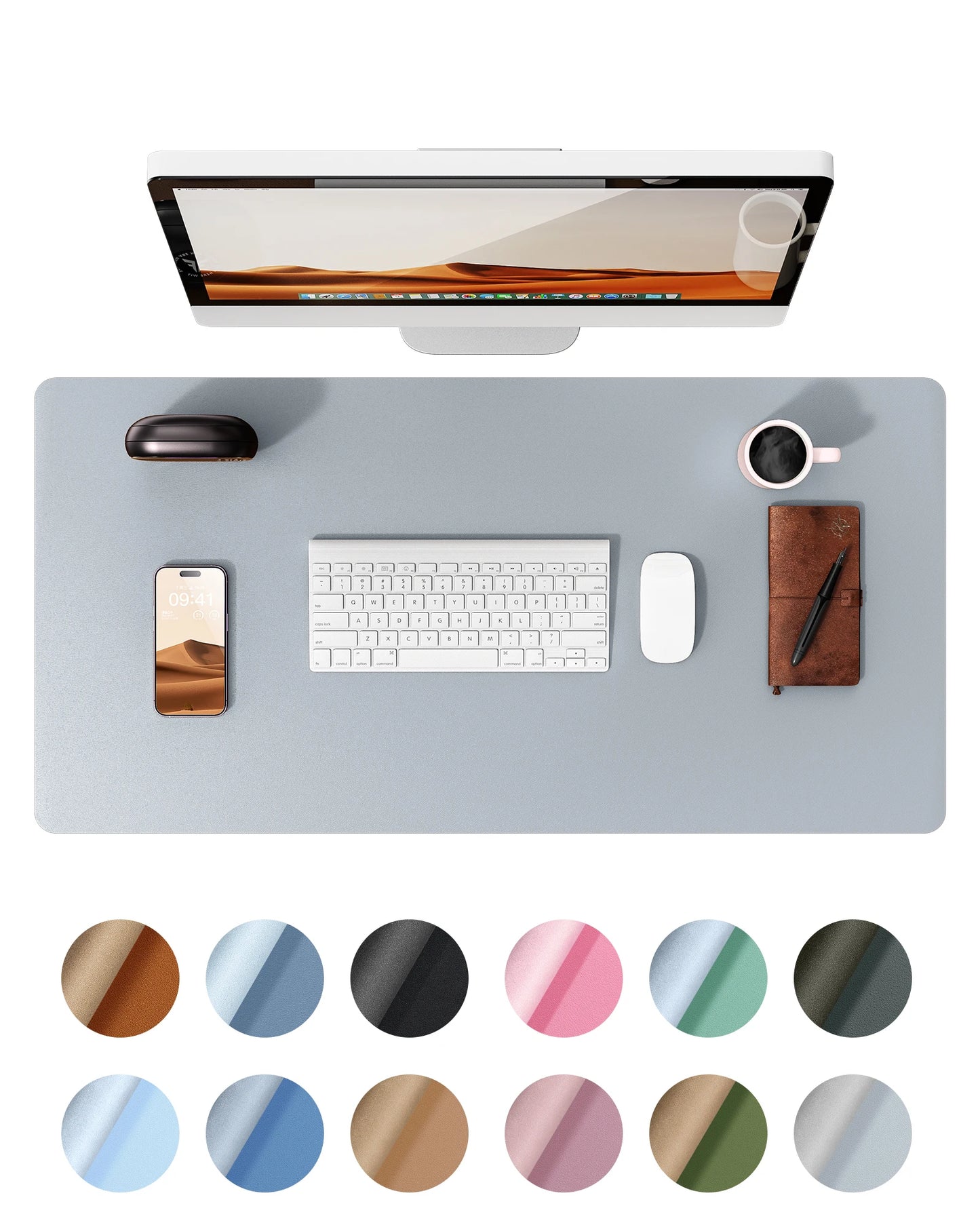 Large Size Leather Desk Pad Protector, Office Desk Mat, Large Mouse Pad, Non-Slip PU Leather Desk Blotter, Laptop Desk Pad