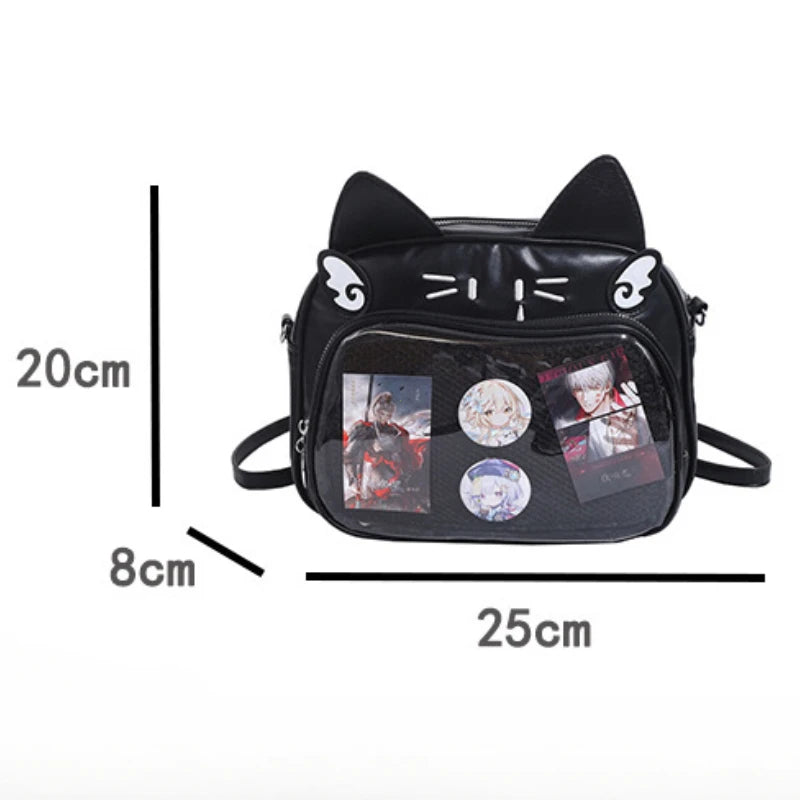 Y2K Japanese Kawaii Cat Ita Bag 2026 New Fashion Ita Backpacks Cute Girls Transparent Shoulder Crossbody Bags JK School Bags